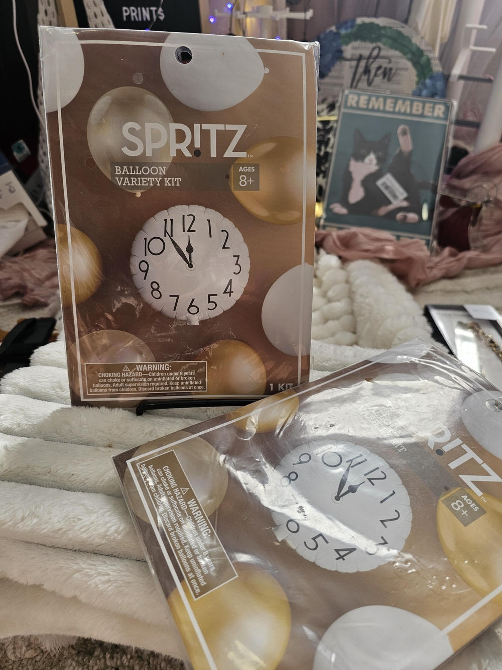 2 Pack Gold and White Balloon Clock Wall Decor Kit